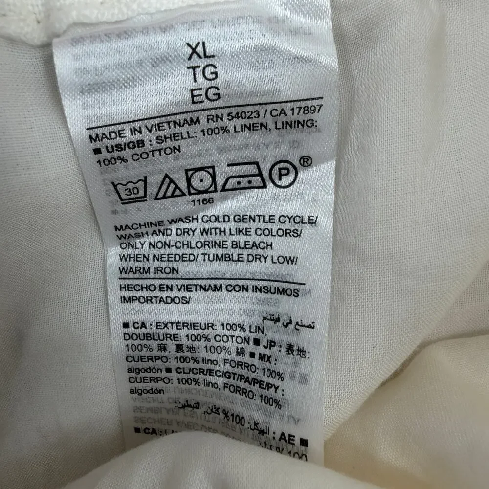 Banana Republic Off White 100% Linen Wide Leg Cropped Pants Fully Lined Size XL